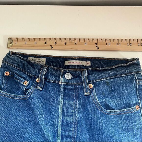 Levi’s Ribcage Straight Jeans Blue Denim Size 26 Classic - Picture 9 of 12